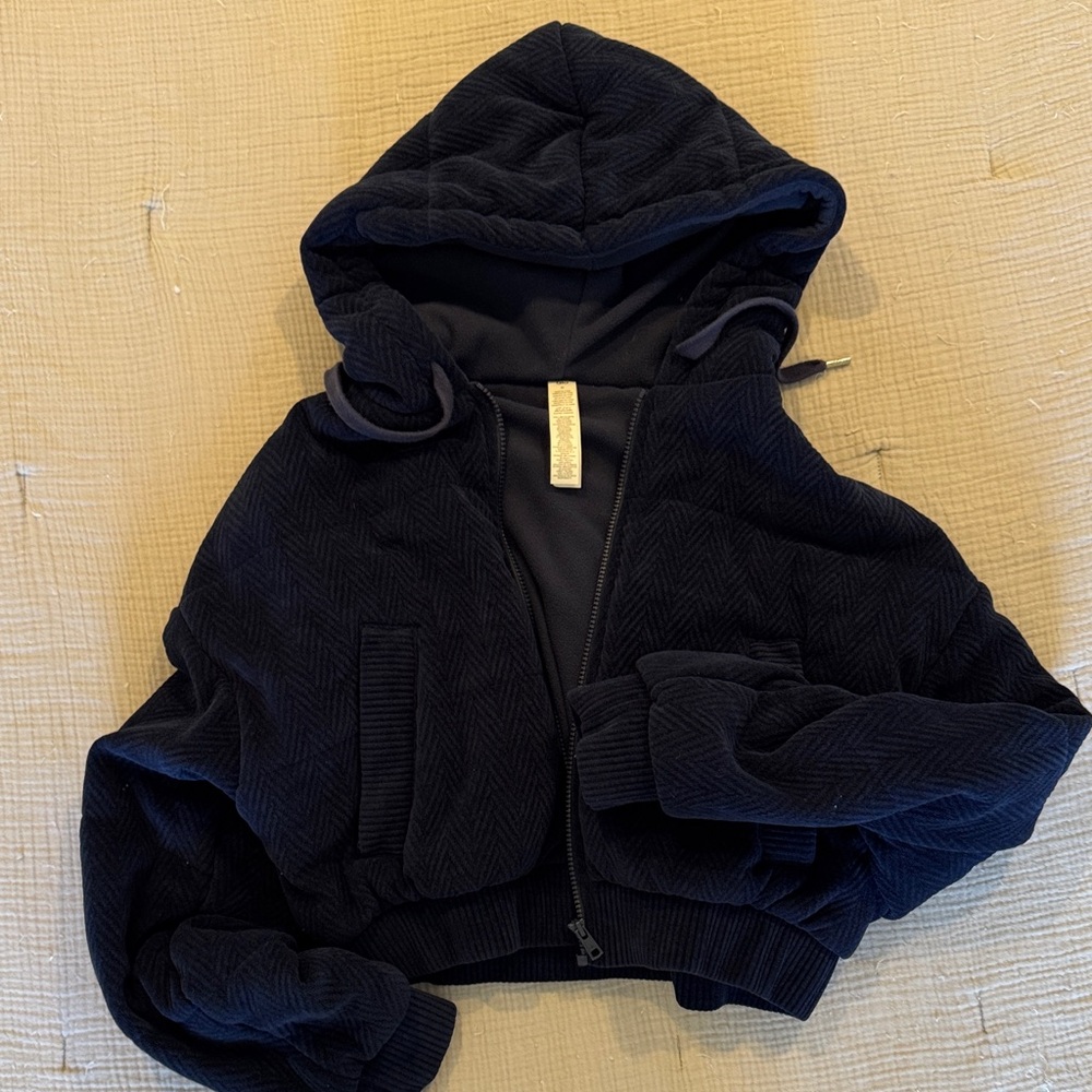 ALO Yoga Navy Quilted Bomber Jacket